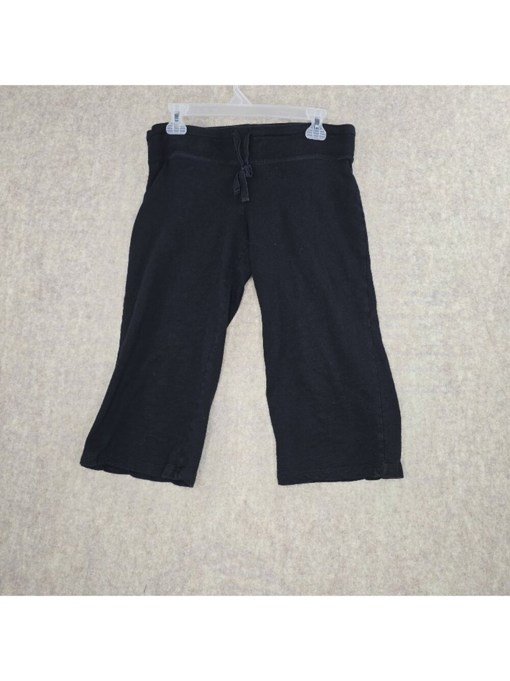 Gap Women Cropped Wide Leg Black Pants Size S 100% Cotton Drawstring Waist